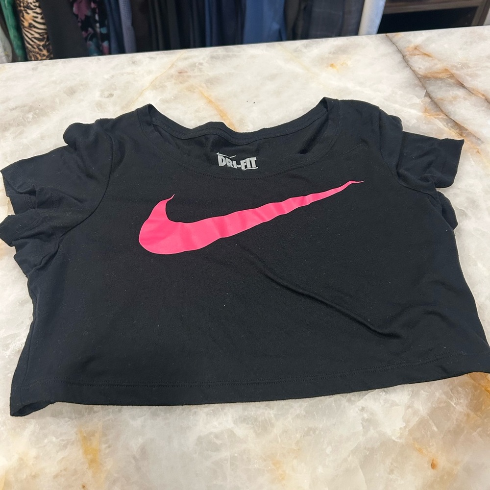 Pink + Black Nike Crop